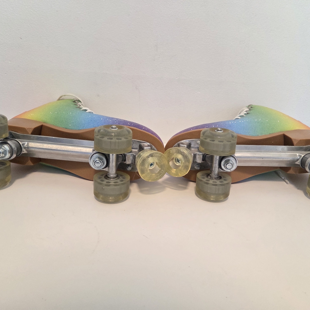 Cosmic Rainbow Pride Disco Retro Skates MultiColor Rhinestone Roller Skate sz13 - Picture 9 of 16